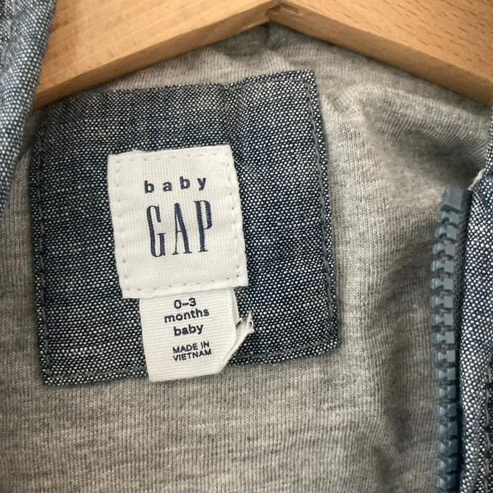 Baby Gap Chambray Quilted One Piece Teddy Ears Bunting - 0-3M
